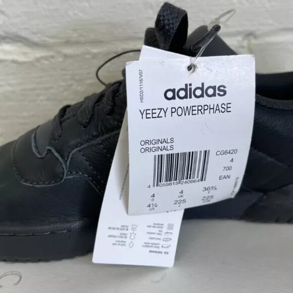 Adidas Yeezy Powerphase Calabasas Core Black Leather Sneaker Low Top Mens 4.5 US - Picture 7 of 12